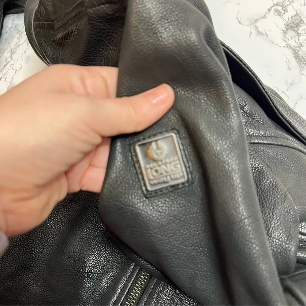 Belstaff Long Way Up Montana moto jacket Grain Leather black Sz 36